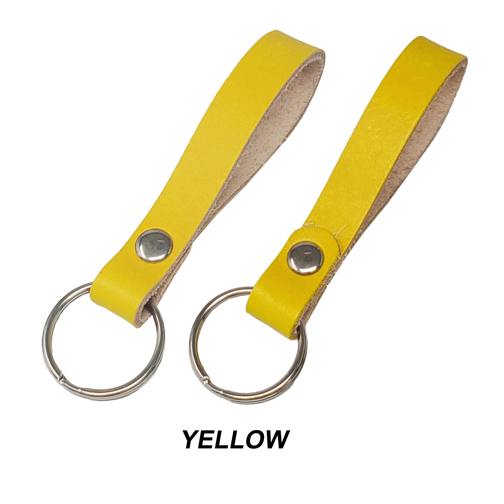 veg tanned leather keychain blanks yellow